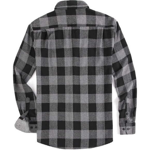 Mens Button Down Shirts Flannel Shirt Long Sleeve - Picture 4 of 5